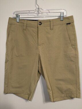Men's Volcom Kooks Hybrid Tech Chino Shorts Khaki Sz 31 Stretch Wicking